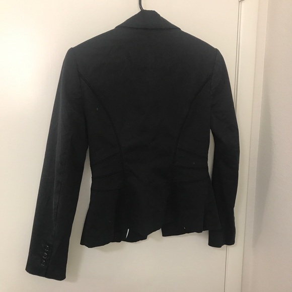 White House black market ruffles collared tuxedo blazer black size 2 - Picture 2 of 11